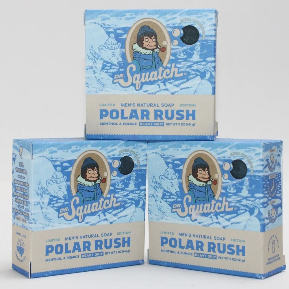 Dr Squatch Polar Rush Soap 3 Pack‎ Limited Edition Menthol Pumice Heavy Grit